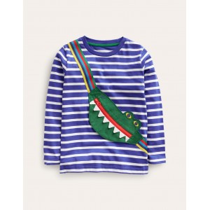 Novelty Bag T-shirt - Bluing/ Ivory Stripe