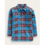 Brushed Flannel Shirt - Blue / Red Check
