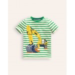 Big Applique Logo T-shirt - Runnerbean Green/ Ivory Digger