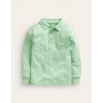 Slubbed Long-Sleeve Polo Shirt - Pistachio Green