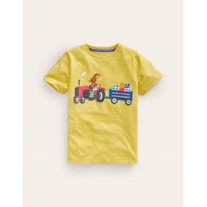 Easter Applique T-shirt - Zest Yellow Tractor