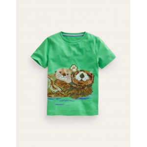 Superstitch Animal T-shirt - Pea Green Otters
