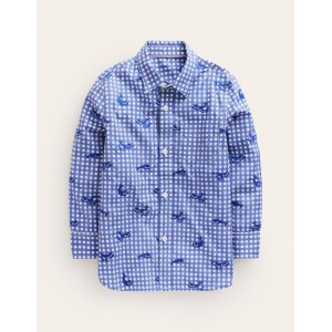 Whale Embroidered Shirt - Sapphire Blue Wale Embroidery