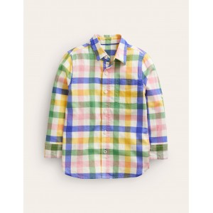 Linen Shirt - Green / Pink Gingham