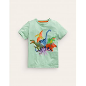 Riso Printed T-shirt - Pistachio Green Dinos