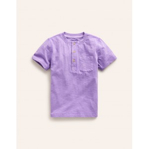 Washed Cotton Henley T-shirt - Soft Lavender