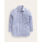 Cotton Shirt - Bluejay/Ivory Stripe