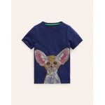 Superstitch Animal T-shirt - College Navy Fennec Fox