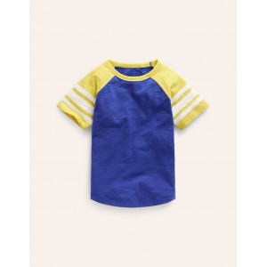 Short Sleeve Raglan T-shirt - Blue Heron/Gooseberry Yellow