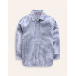Linen Shirt - College Navy / Ivory Stripe
