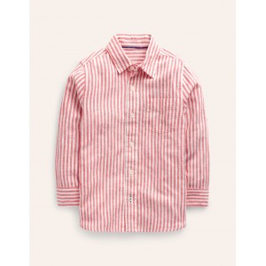 Linen Shirt - Jam Red / Ivory Stripe