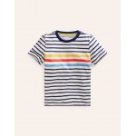 Rainbow Stripe Slub T-shirt - College Navy Multi Stripe