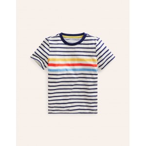 Rainbow Stripe Slub T-shirt - College Navy Multi Stripe