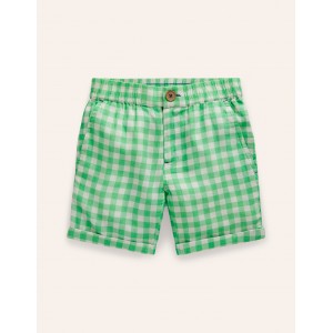 Smart Roll Up Shorts - Pea Green Gingham