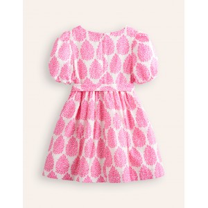 Cotton Linen Vintage Dress - Pink Floret Paisley