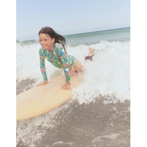 Long-sleeved Swimsuit - Pea Green Kite Surfers