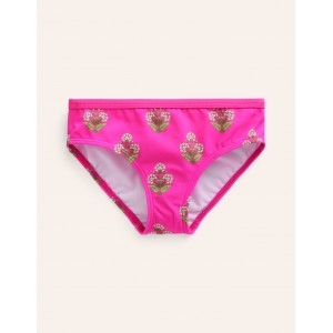 Patterned Bikini Bottoms - Pink Small Woodblock