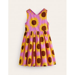 Cross-Back Dress - Pink Sunflower Geo