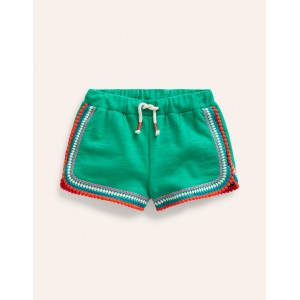 Pom Trim Jersey Shorts - Jade Green