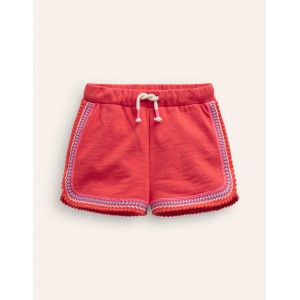 Pom Trim Jersey Shorts - Jam Red