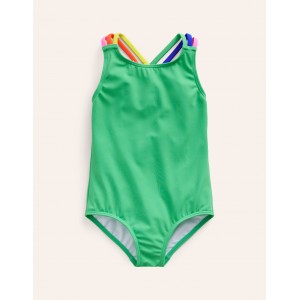Rainbow Cross-Back Swimsuit - Pea Green
