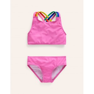 Rainbow Cross-Back Bikini - Strawberry Milkshake Pink