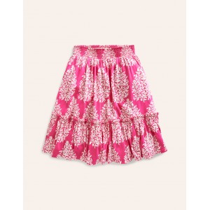 Printed Jersey Midi Skirt - Pink Woodblock