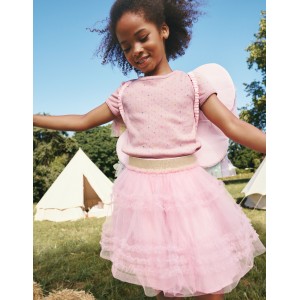 Short-sleeved Pointelle Top - French Pink Star Spot