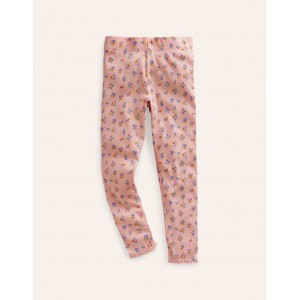 Lace Trim Rib Leggings - Provence Dusty Pink Floral