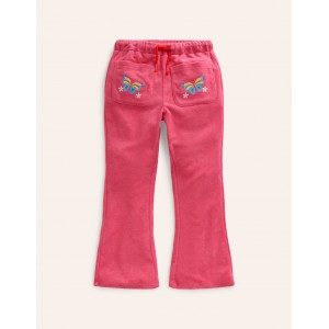 Towelling Flare Trousers - Rose Pink