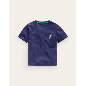 Embroidered Logo T-Shirt - College Navy Rocket