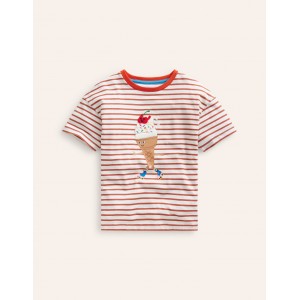 Boucle Relaxed T-shirt - Ivory/ Coral Pink Ice Cream