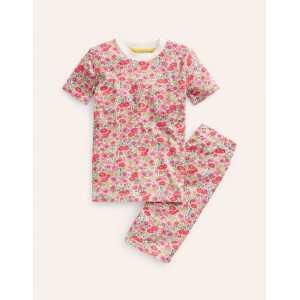Snug Short John Pajamas - Pink Flowerbed