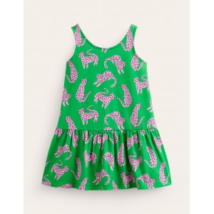 Strappy Drop Waist Dress - Green Cheetahs