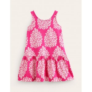 Strappy Drop Waist Dress - Pink Woodblock