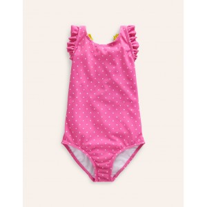 Corsage Strap Swimsuit - Strawberry Pink