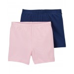 Pink/Navy Kid 2-Pack Bike Shorts