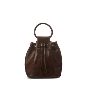 Leather Drawstring Top-Handle Bag