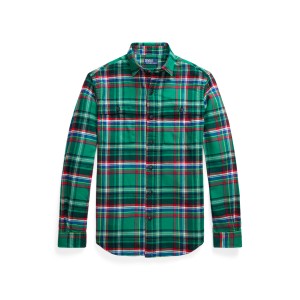 Classic Fit Suede-Patch Plaid Workshirt