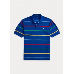 Striped Mesh Polo Shirt