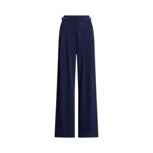 Pleated Stretch Jersey Wide-Leg Pant