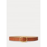 Oval-Buckle Leather Belt