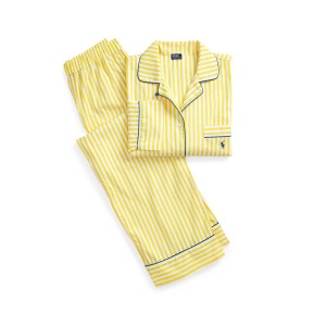 Striped Poplin Long-Sleeve Pajama Set