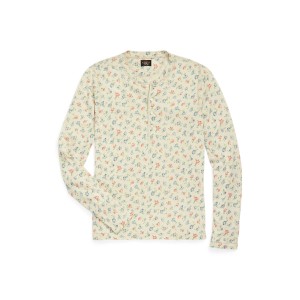 Floral Linen-Cotton Jersey Henley
