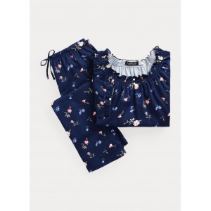 Floral Cotton-Blend Sateen Pajama Set