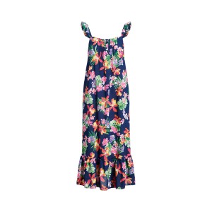 Floral Lawn Flutter-Strap Nightgown