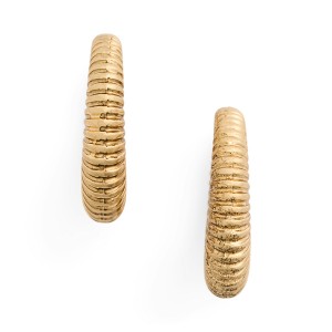 Gold-Tone Textured Hoop Earrings