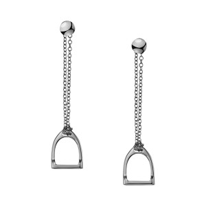 Sterling Silver Stirrup Chain Earrings