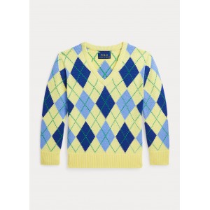 Argyle Cotton V-Neck Sweater