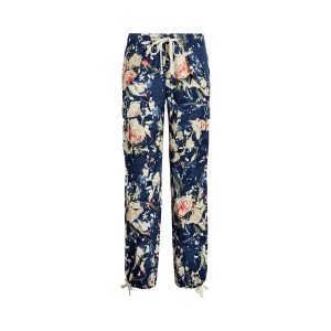 Floral Shantung Cargo Ankle Pant